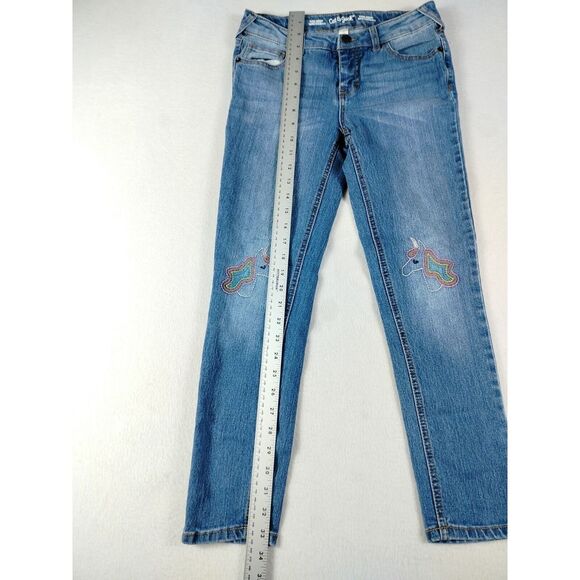 Cat & Jack Jeans Girls 12 Blue Unicorn Rainbow Embroidered Kidcore 90skids Y2K - Picture 5 of 10